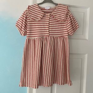Zara red white striped dress spring summer size 3-4 NWOT